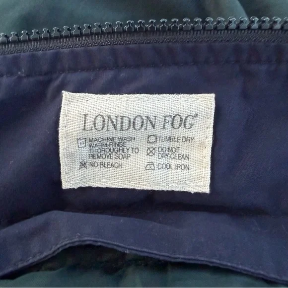 London Fog Green and Navy Blue Bomber Jacket with Removable Liner, Men's Medium - Picture 9 of 10